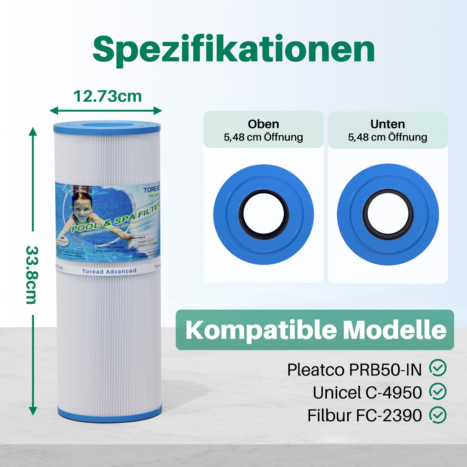 TOREAD PRB50-IN Spa Filter Ersatz für Pleatco PRB50-IN, C-4950, 2 Stück