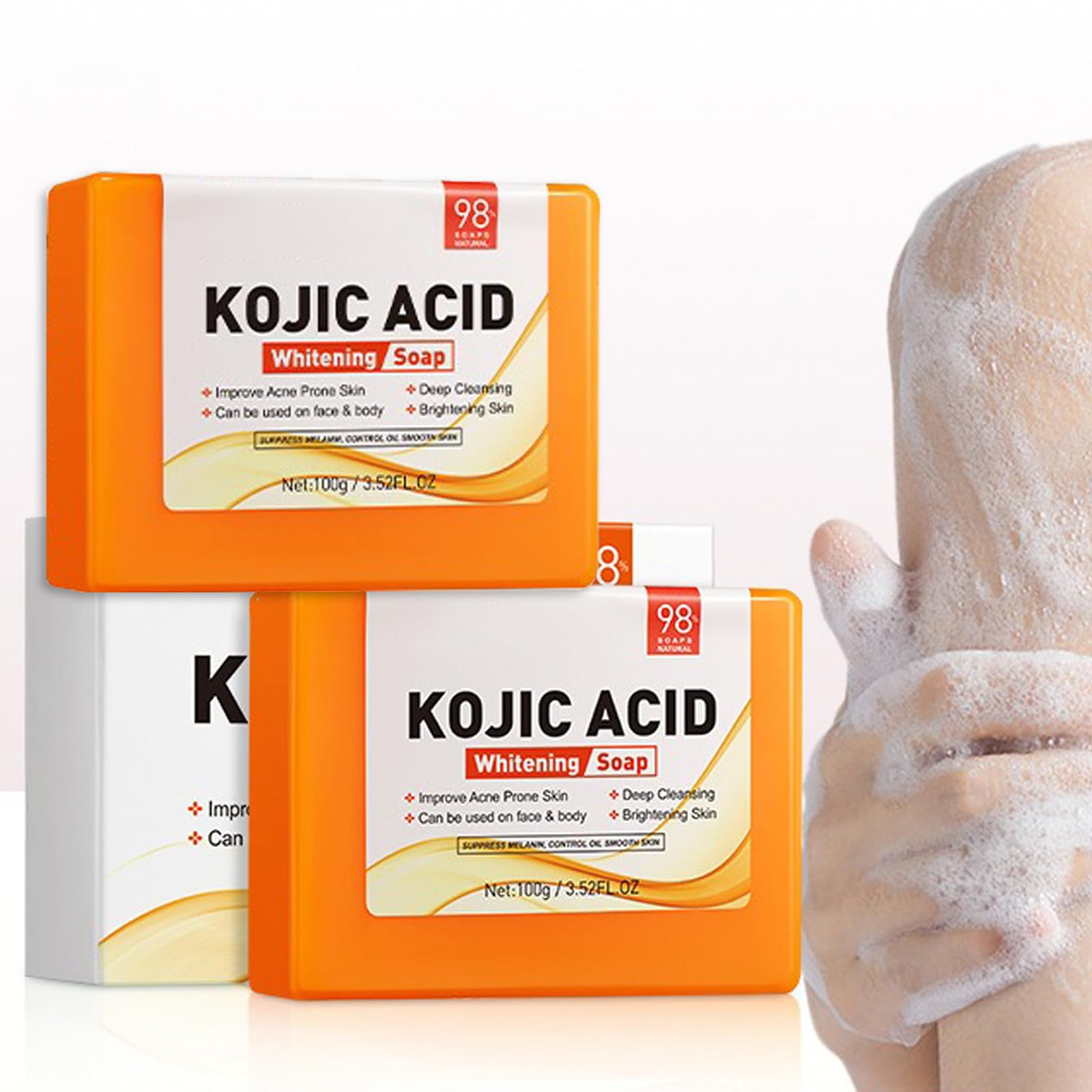 Kojic Acid Soap 2 Pack，Brightening Face & Body Soap Bar for Acne, Dark Spots, Blackheads, Hyperpigmentation, Smooth Skin, Gentle Moisturizing Deep Cleansing Soap for All Skin Type
