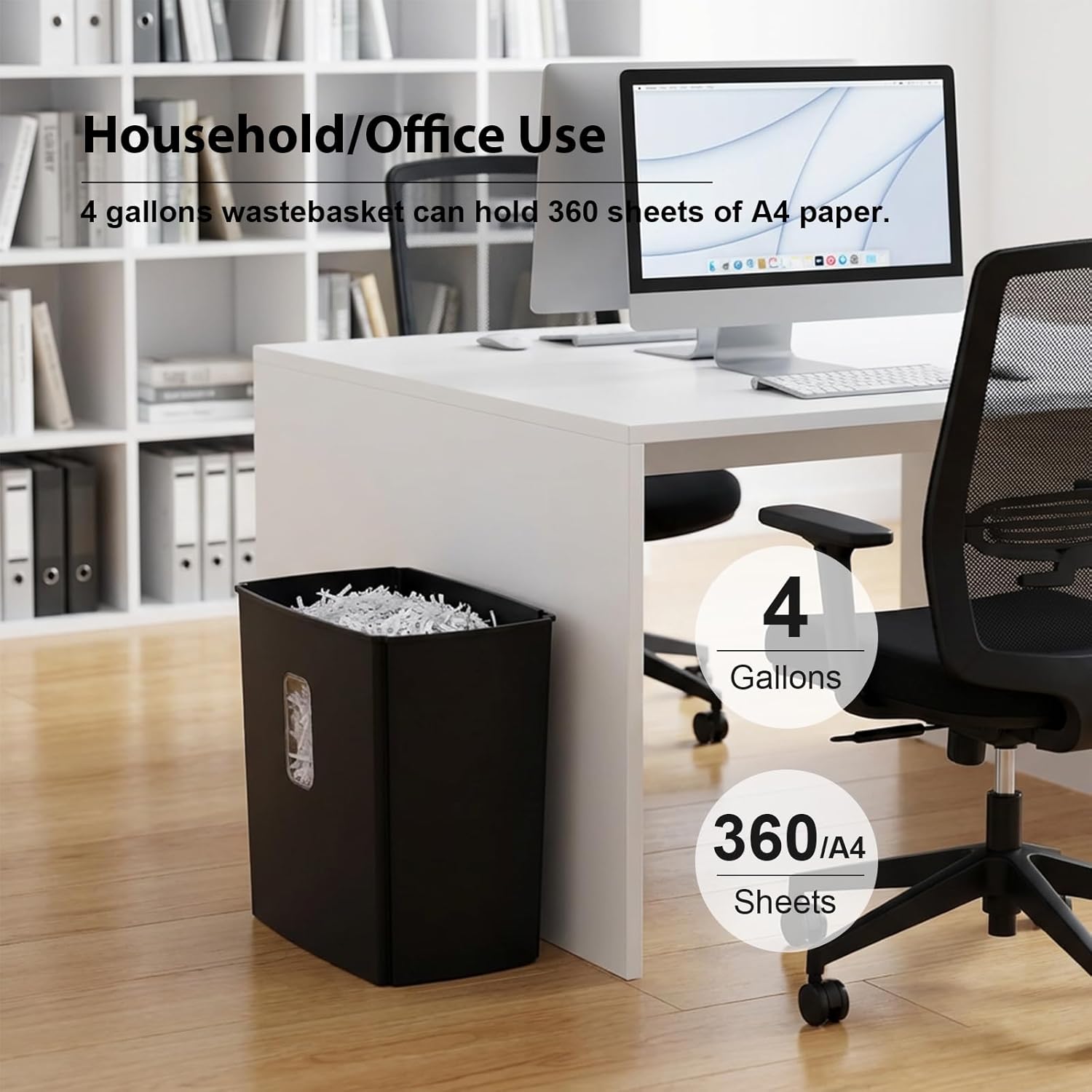 Wingwise Paper Shredder for Home Office, 10 Sheets Cross Cut Credit Card Shredder with 4 Gallons Basket, Portable Handle, P-4 High Security