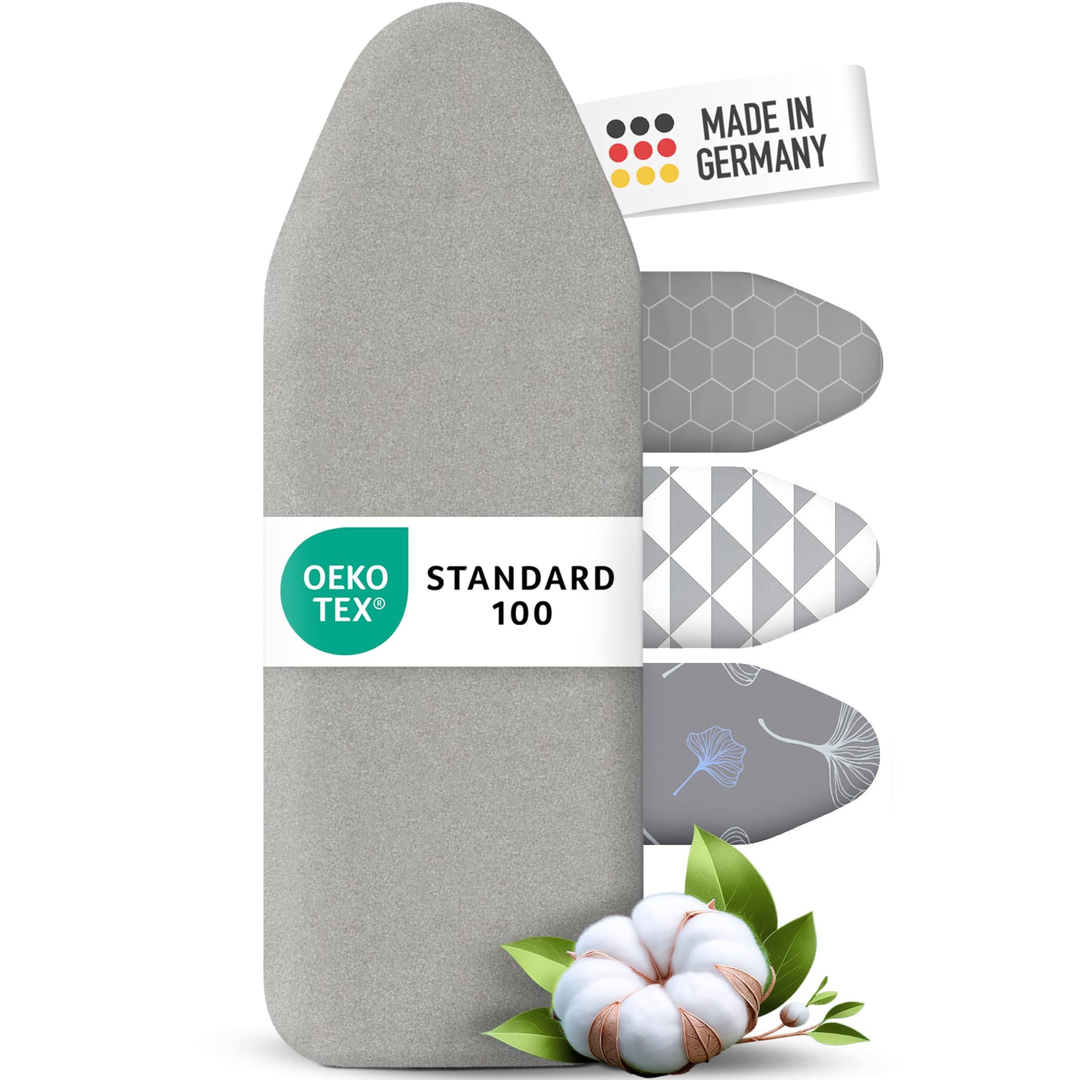 Ironing Board Cover and Pad 15x54 - Made in Germany Iron Board Cover with Heat Reflective Aluminum Coating and Padding- Heavy Duty Iron Board Cotton Cover with Elastic Drawstring Stretch Fit (Silver) — image 1