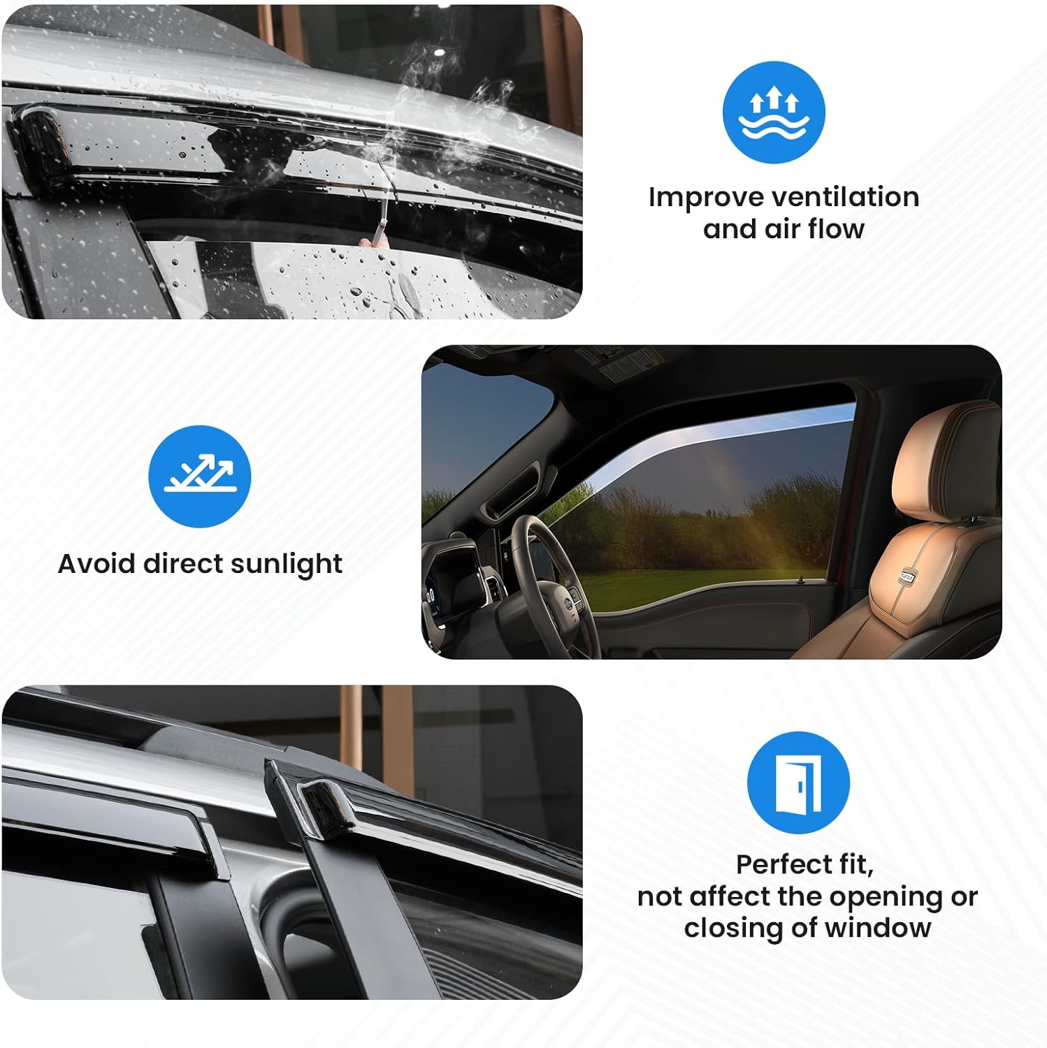 Silverado Rain Guard - Window Visors for Chevy Silverado 2001-2007 /GMC Sierra 1500/2500/3500 Classic Body, Out-Channel Side Window Rain Guards for Silverado, 4PCS, Black, Car Accessories