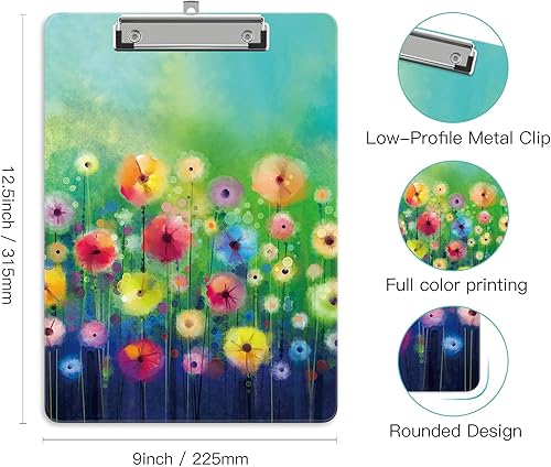 Miniatura 9 de Portapapeles de plástico A4, bonito tablero de clip, tamaño de letra Stardard, 9 x 12.5 pulgadas, decoración de oficina para estudiantes, mujeres,