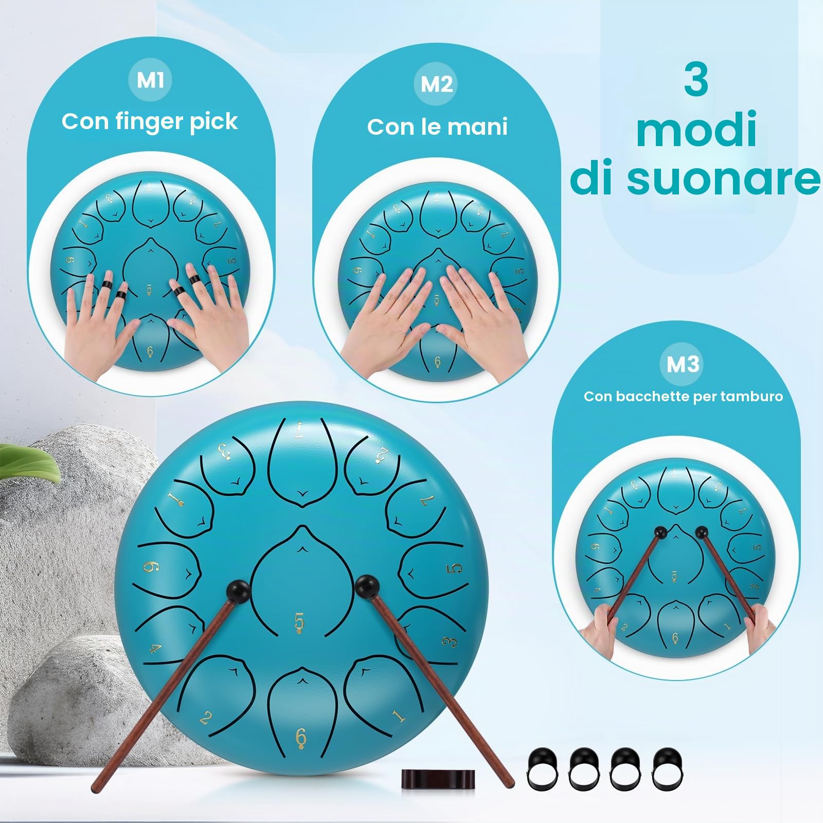 Steel Tongue Drum 12 Pollici 13 Note Acciaio Lingua Tamburo Percussioni Strumenti di Guarigione del Suono per L'istruzione Musicale Intrattenimento Meditazione Yoga