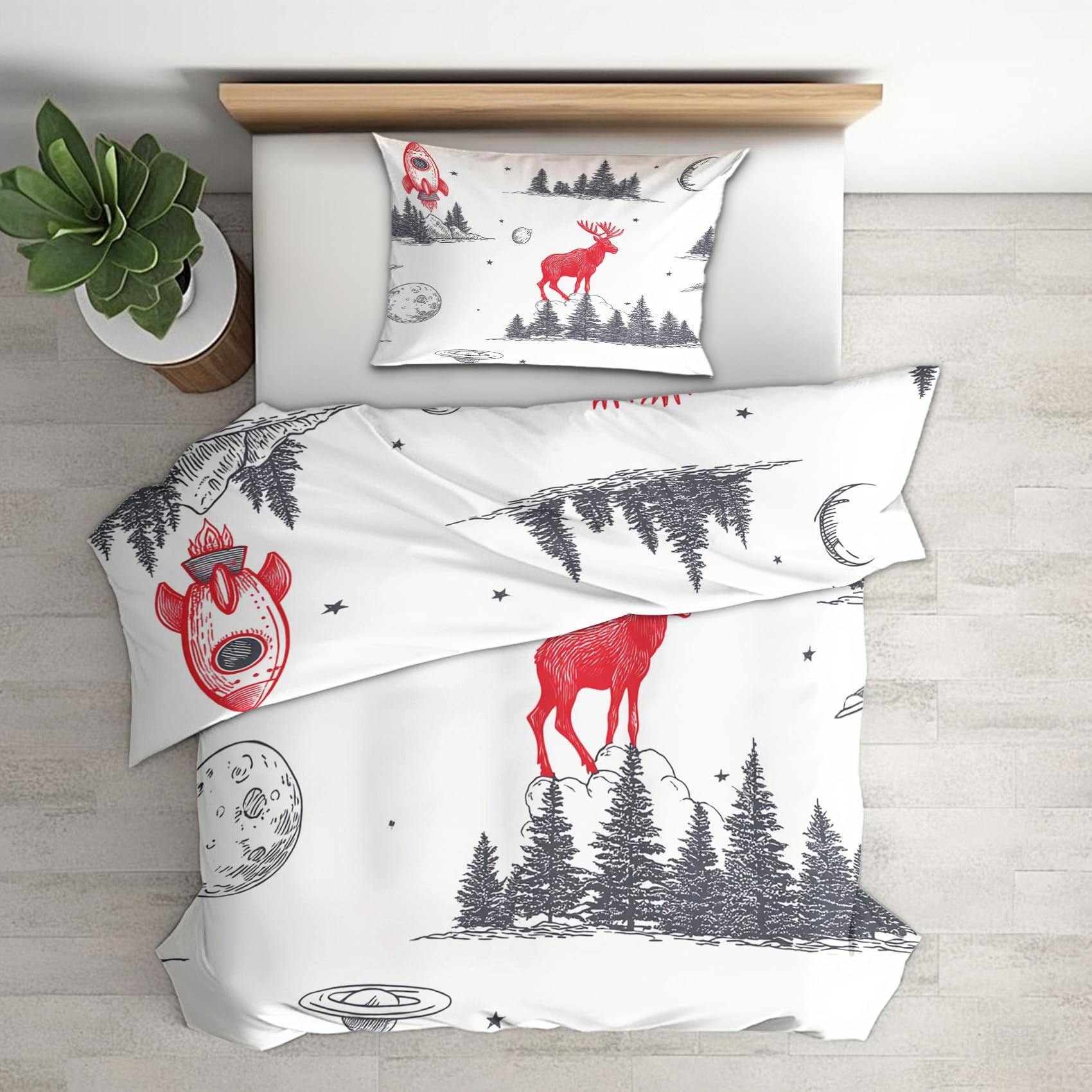 Housse de couette forêt 200x200 cm pour une chambre d'enfant naturelle