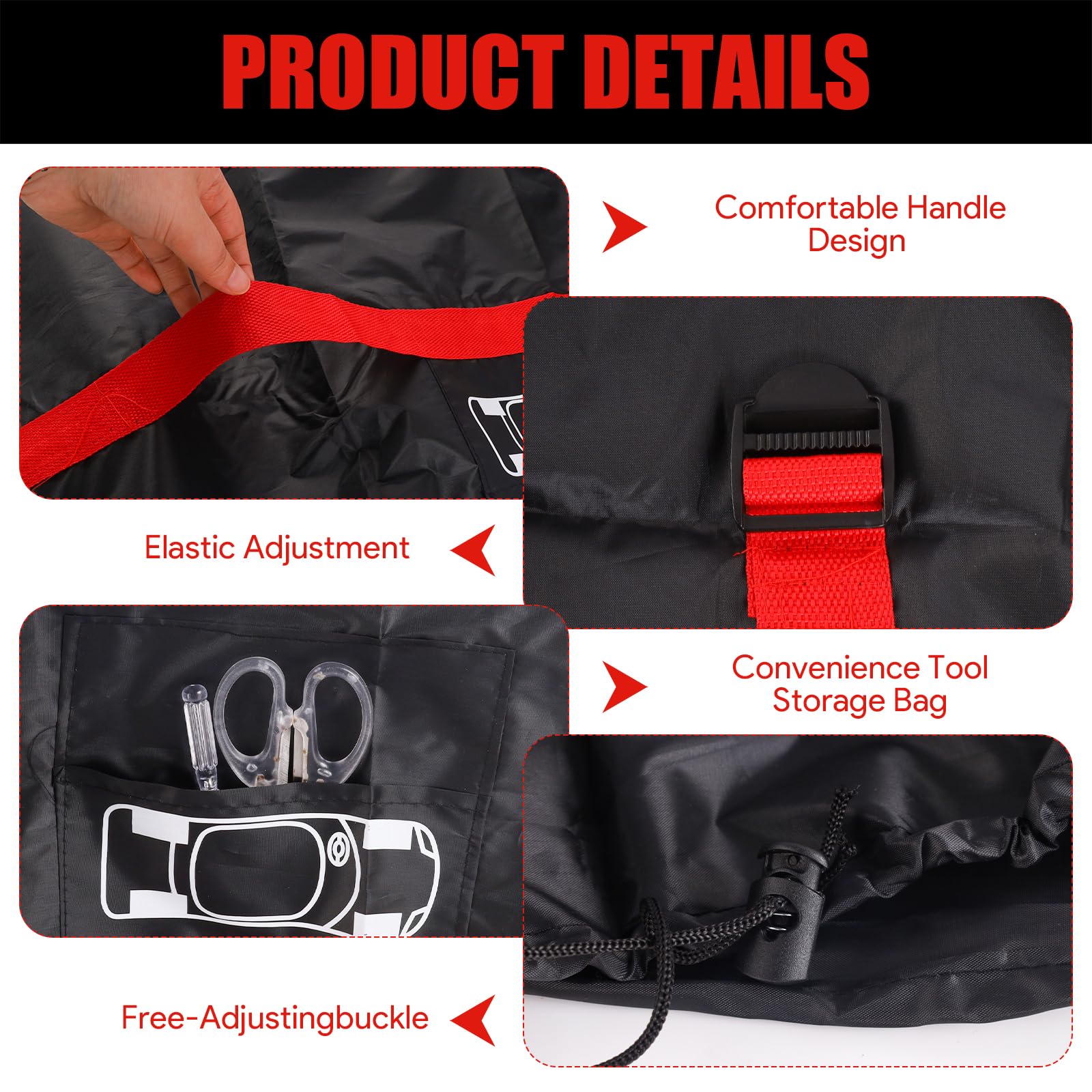 4 Pezzi Borsa Pneumatici Auto, 18-22" Copertura per Pneumatici di Ricambio Auto Copri Gomme Ruota Coperture, Impermeabili Antipolvere con Manico, Nero