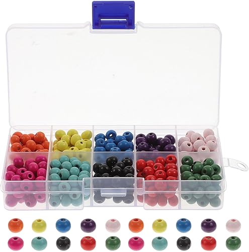 1 caja de cuentas sueltas de madera con agujero redondo, cuentas espaciadoras de madera, manualidades, suministros de fabricación de joyas (color