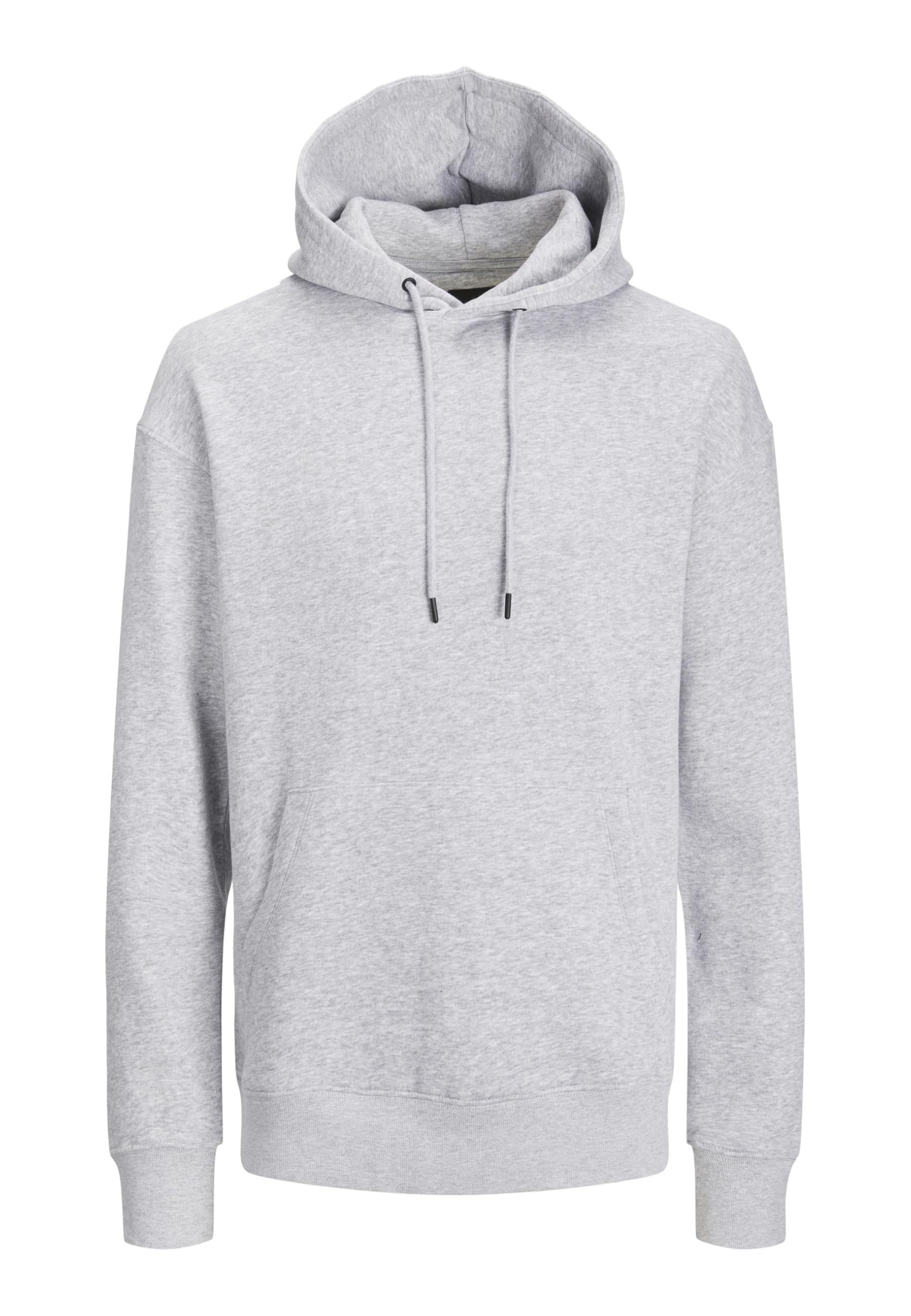 JACK&JONES Men's JJESTAR BASIC SWEAT HOOD Hooded Sweatshirt, Light Grey Melange, XXL