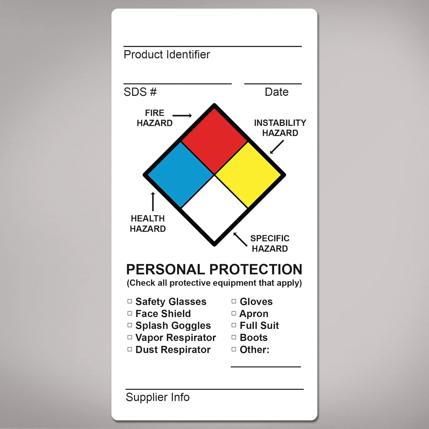 Avery NFPA Secondary Container Labels, Waterproof, Chemical Resistant, Preprinted, Handwrite-Only, 4" x 2", 250 NFPA Labels
