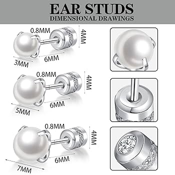 Amazon.com: 3 Pairs Double Sided Stud Earrings Set for Women