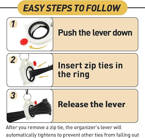 Miniatura 6 de 3PCS Zip Tie Organizer - Light Plastic Cable Tie Holder for Efficient Cable Management - Reusable Zip Ties Holder for Easy and Neat Organization