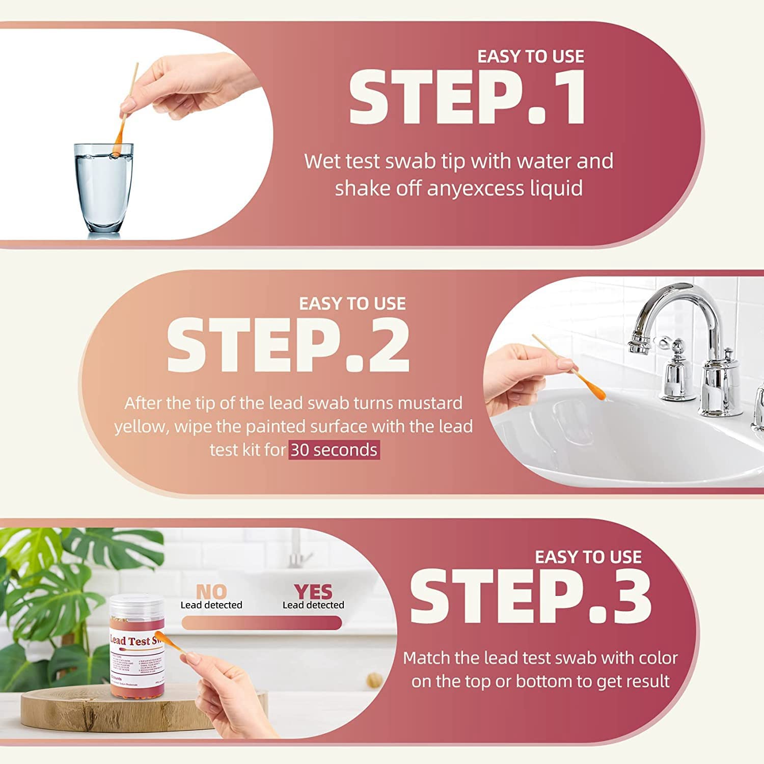 Jkjhbhged Lead Test Kit Swabs - Lead Paint Test Kit, Lead Check Swab for Home Use, Test Results in (60PCS)