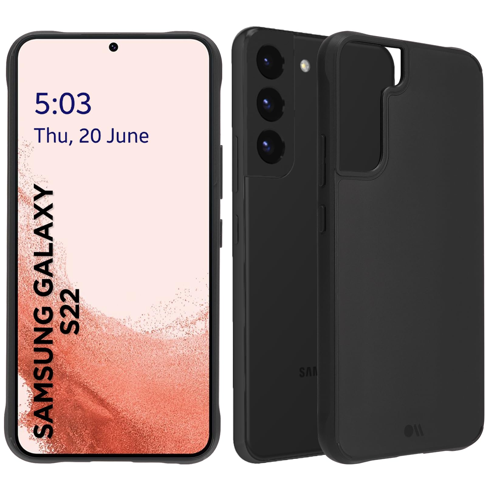 Case-Mate Samsung Galaxy S22 Case [15ft Drop Protection] Tough Plus Black Samsung Galaxy S22 Back Cover 6.1" [Wireless Charging] Anti-Scratch Tech, Shock Absorbing Materials and Slim Fit