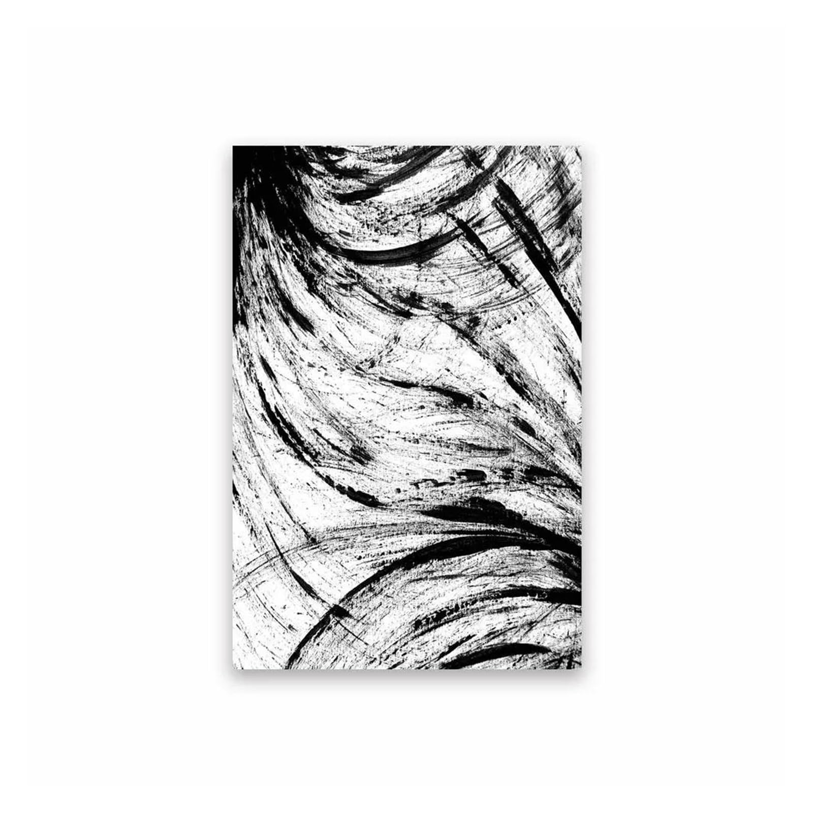 Toile motif abstrait noir et blanc grand tableau déco nature moderne pour salon