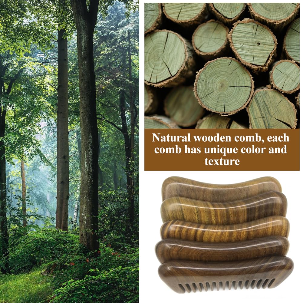 Drewniany grzebień 12 cm, naturalny grzebień z drzewa sandałowego dla mężczyzn i kobiet, drewniany grzebień do masażu z bawełnianą torbą, do toreb i toreb fitness
