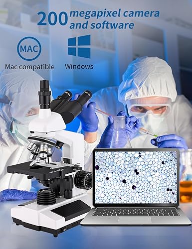 Miniatura 5 de Microscopios para adultos WF10x y WF25x Microscopio compuesto con portaobjetos de microscopio, kit de microscopios para niños, estudiantes, escuela