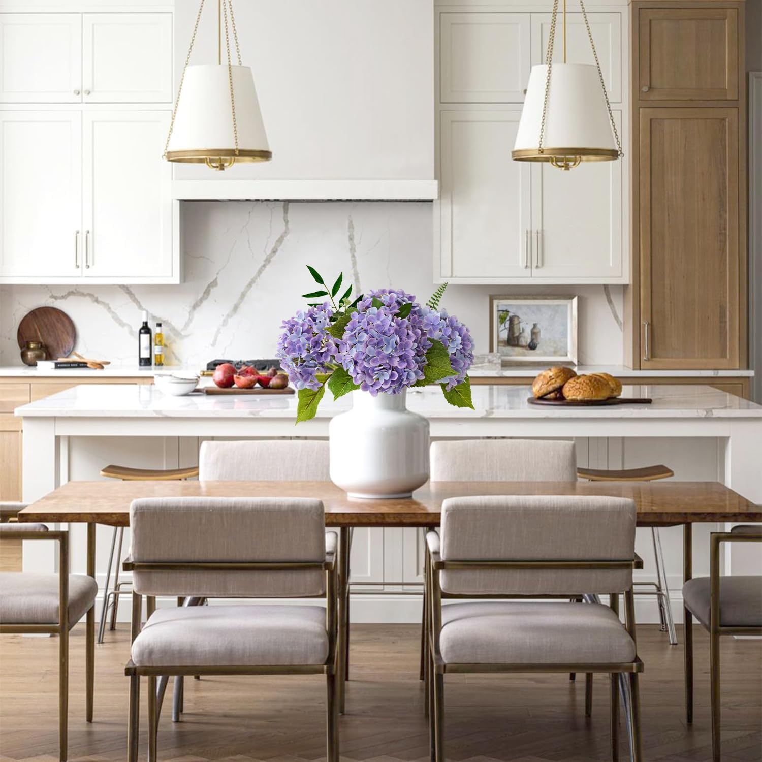 Bright Purple Boho Artificial Hydrangeas Flowers,4Pcs 20" Real Touch Lifelike Silk Artificial Hydrangeas, Full Fake Flowers for Bouquet Table Centerpieces Spring Wedding Indoor Home - Image 7