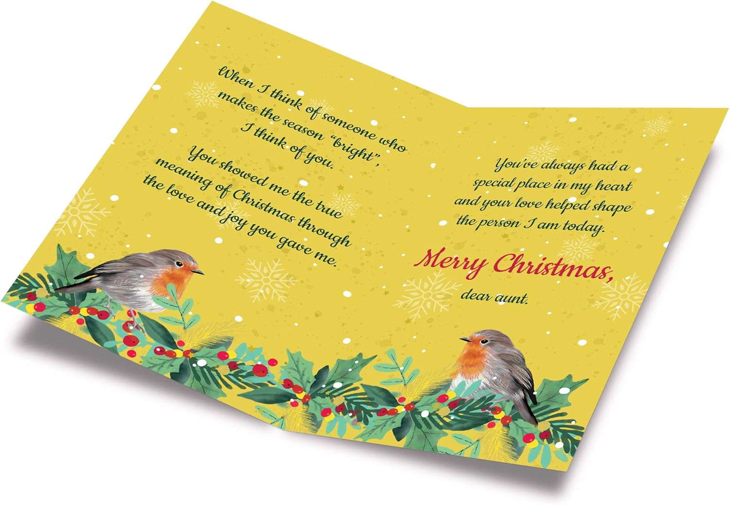 Prime Greetings Christmas Card Aunt, Made in America, Eco-Friendly, Thick Card Stock with Premium Envelope 5in x 7.75in, Packaged in Protective Mailer - Image 2