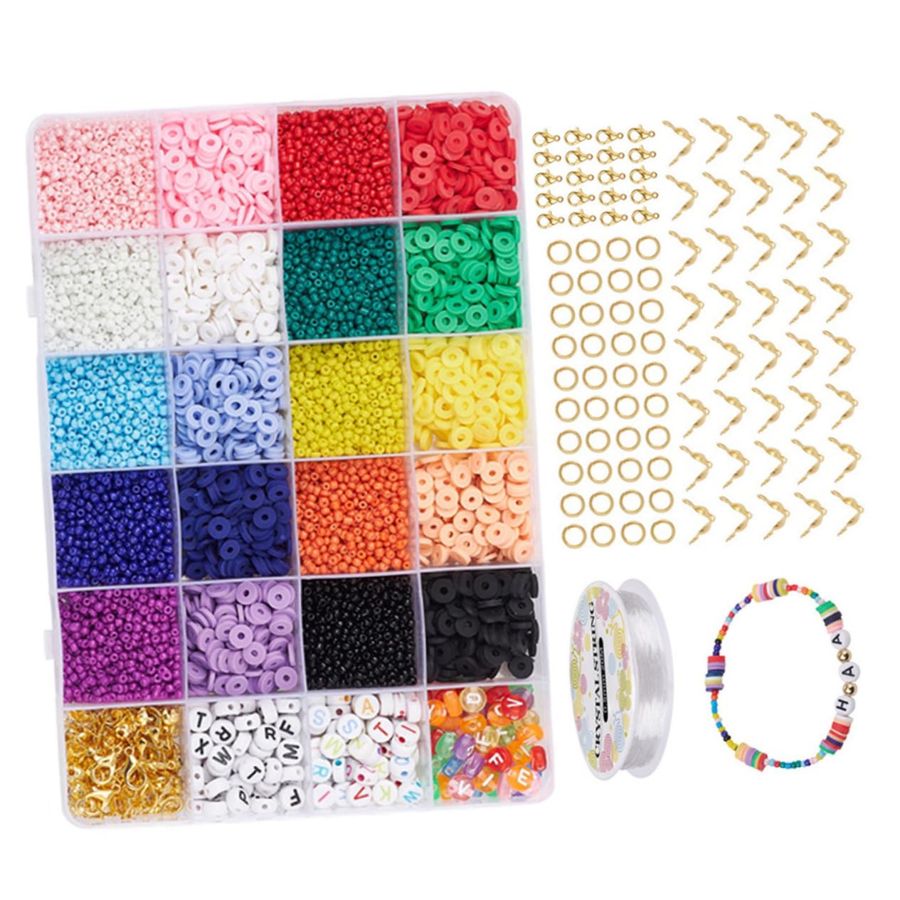 DOITOOL Kit De Cuentas Redondas Cuentas Sueltas De Colores Para Manualidades y Bisutería