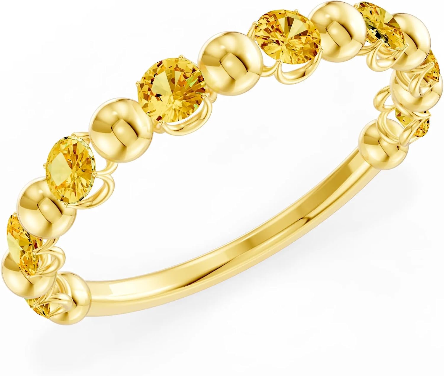 PEORA Round Cut Citrine Stackable Band Available in Solid 10K, 14K or 18K Ring – White, Yellow or Rose Gold