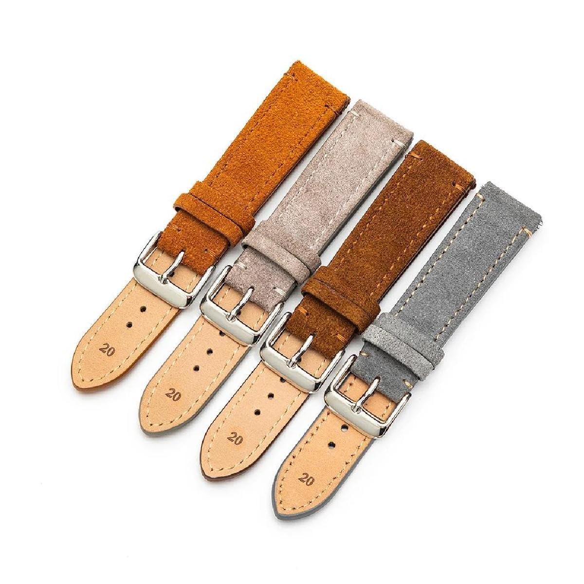 Uhrenarmbänder, Wildleder-Uhrenarmbänder | 18 mm 20 mm 22 mm Rindslederarmband Goldbraunes Uhrenarmband