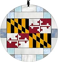 Vista 28 de New Hampshire Christmas Ornament - Faux Stained Glass Design Effect Featuring State Flag - 2026 Hanging Acrylic Disc Decoration for Tree - Unique