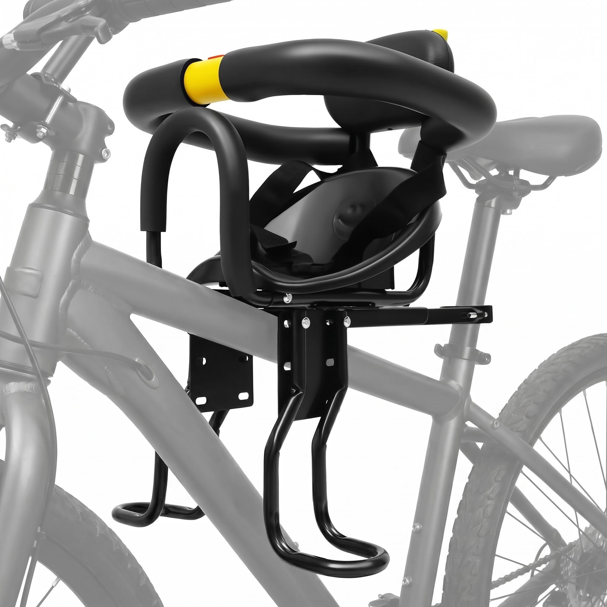 Seggiolino Bici Anteriore per Bambini, seggiolino Anteriore Bici da 8 Mesi a 6 Anni, Sedile Bici Regolabile con Pedali e Schienale Imbottito, seggiolino per Bici Anteriore 9-36 kg