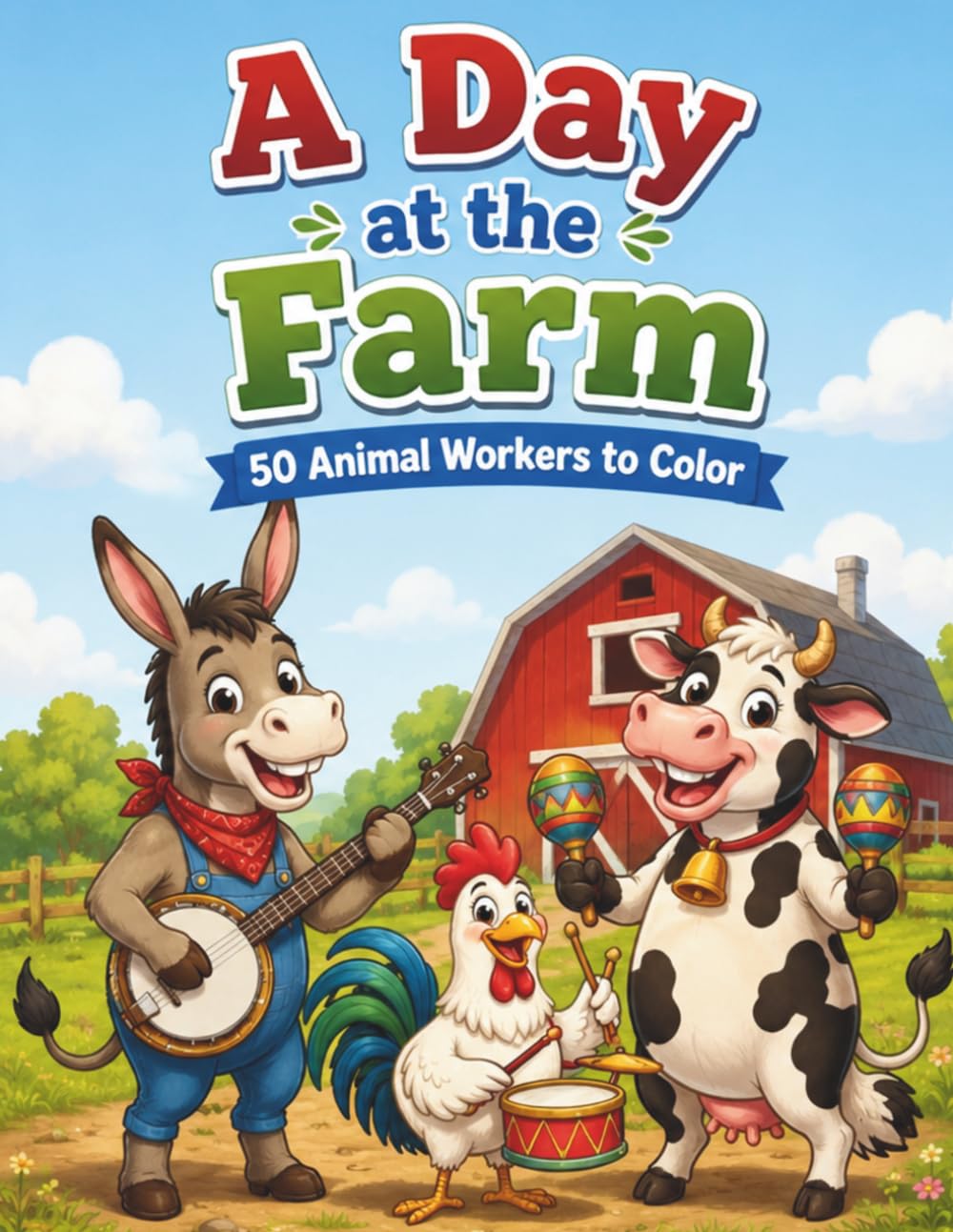 A Day at the Farm: 50 Animal Workers to Color (Barnyard Life)