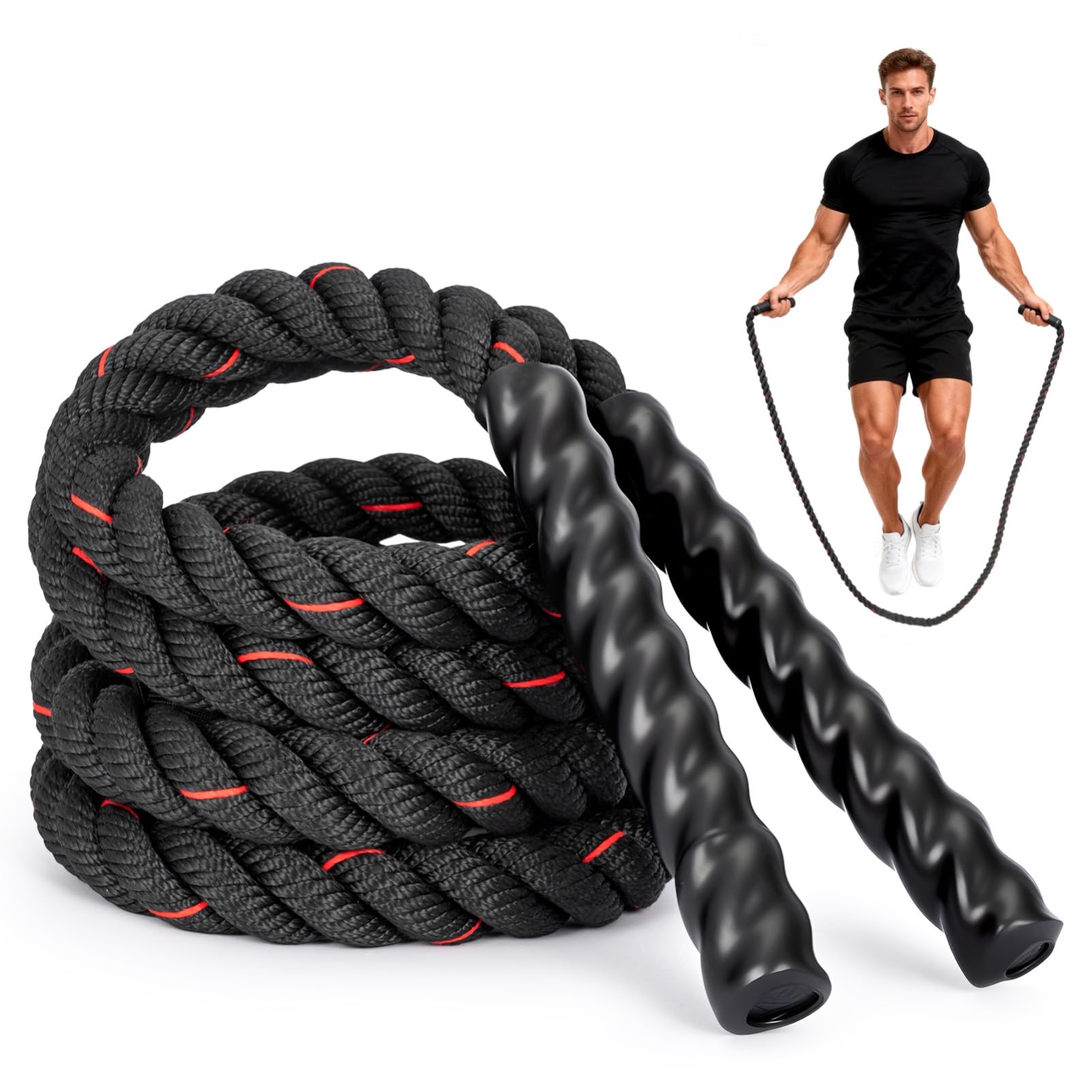 Minifactory Weighted Jump Rope for Fitness Heavy Jump Rope with Adjustable Length Comfortable Handles for Men & Women Full Body Workout Equipment for Muscle Building Fat Burning & Cardio Training