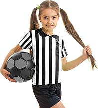 Amoy Referee Shirt Costume Kids Football Basketball Official Umpire Jersey Black White Stripe Pro Ref Uniform Short Sleeve