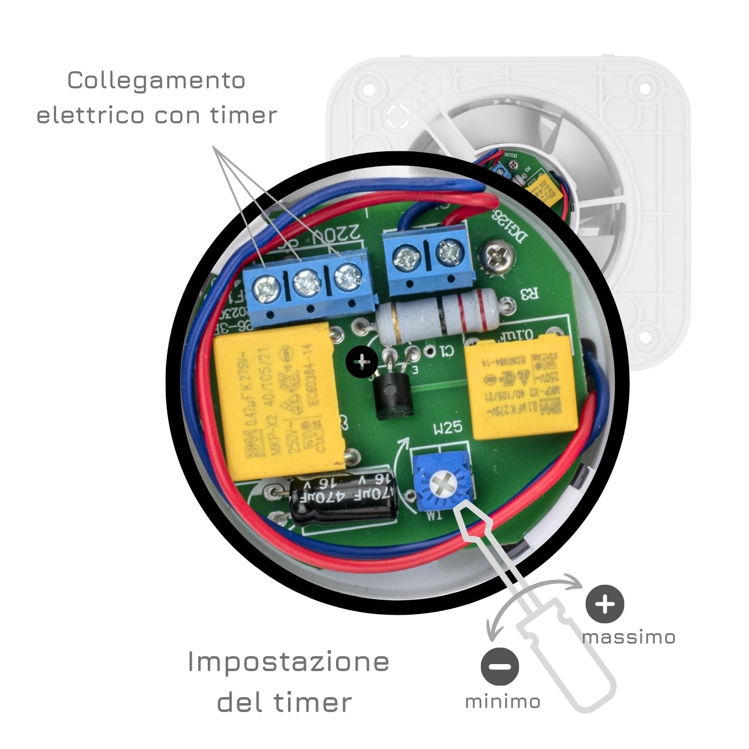 Turbionaire TREND 100TWM Aspiratore Bagno, 100mm, Temporizzatore, Valvola di non ritorno, Silenzioso, IPX4, Per Combattere Muffa e Umidità, Bianco, Garanzzia 5 anni