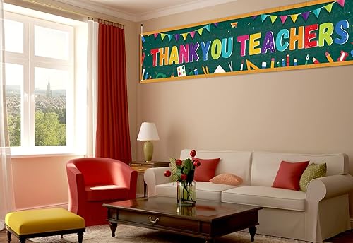 Miniatura 4 de Nepnuser Cartel grande de agradecimiento para el día de agradecimiento del profesor, cartel colgante para el aula, tablero de anuncios y decoración