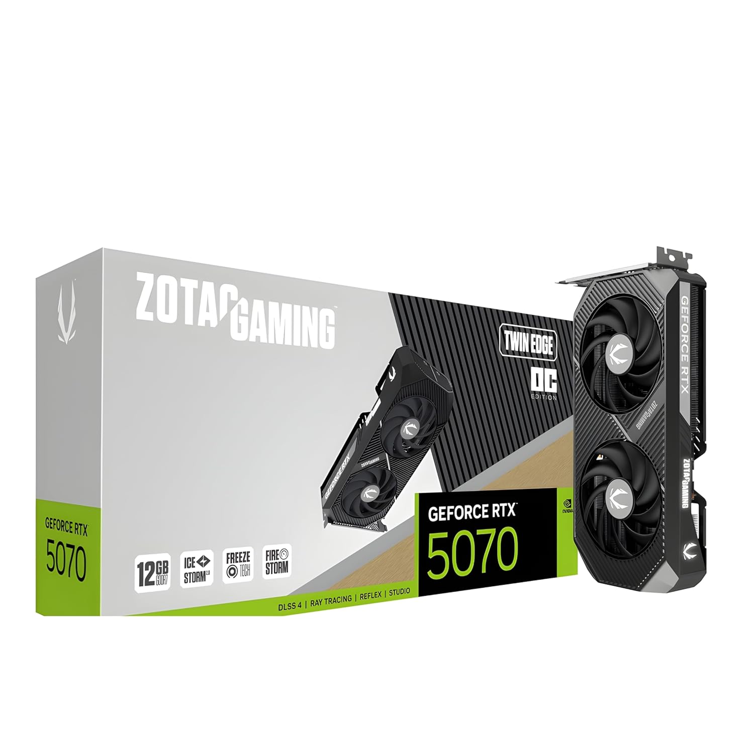 ZOTAC Gaming GeForce RTX 5070 Twin Edge Graphics Card – Black | 12 GB | DLSS 4 | GDDR7 | 192 bit | Dual Fan | SFF Ready | IceStorm 2.0 Advanced Cooling | ZT-B50700E-10P