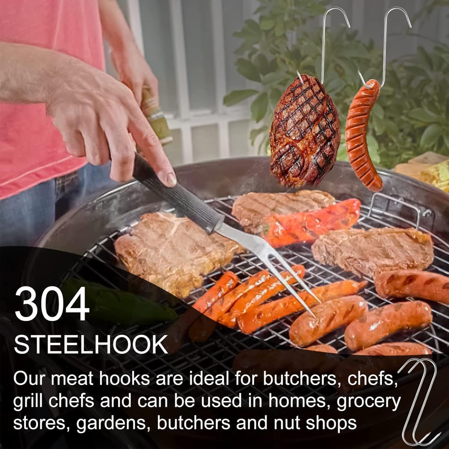 Ganci Per Carne In Acciaio Inox - 30 Pezzi 15cm Per Affumicatura, Barbecue E Cucina - Foto 8