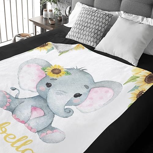 Miniatura 223 de Manta de bebé personalizada con nombre, mantas de bebé de elefante personalizadas para niñas, regalos de bebé, productos para bebés, mantas súper