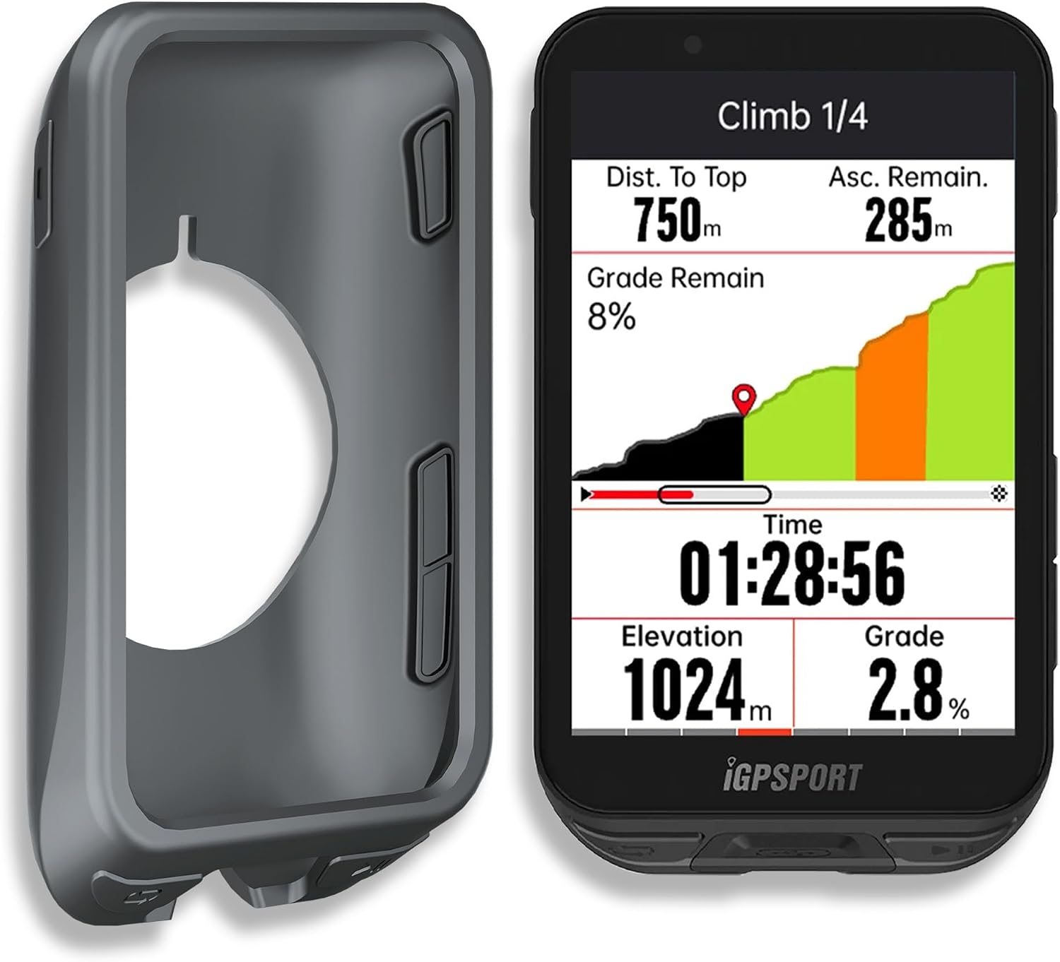 Premium Protective Silicone Case Cover for iGPSPORT iGS800 - Cycling GPS Computer - Max Protection, Durable, Non-Slip, Shockproof Anti-Static/Dust Coating (Grey)