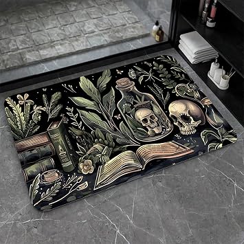 Bath Mat-Bathroom Rug,Books and Skulls-Absorbent Non Slip Quick Dry Stain Resistant Easy to Clean Care Shower Rug for Bathtub Shower Room 1624Inch 40 * 60cm