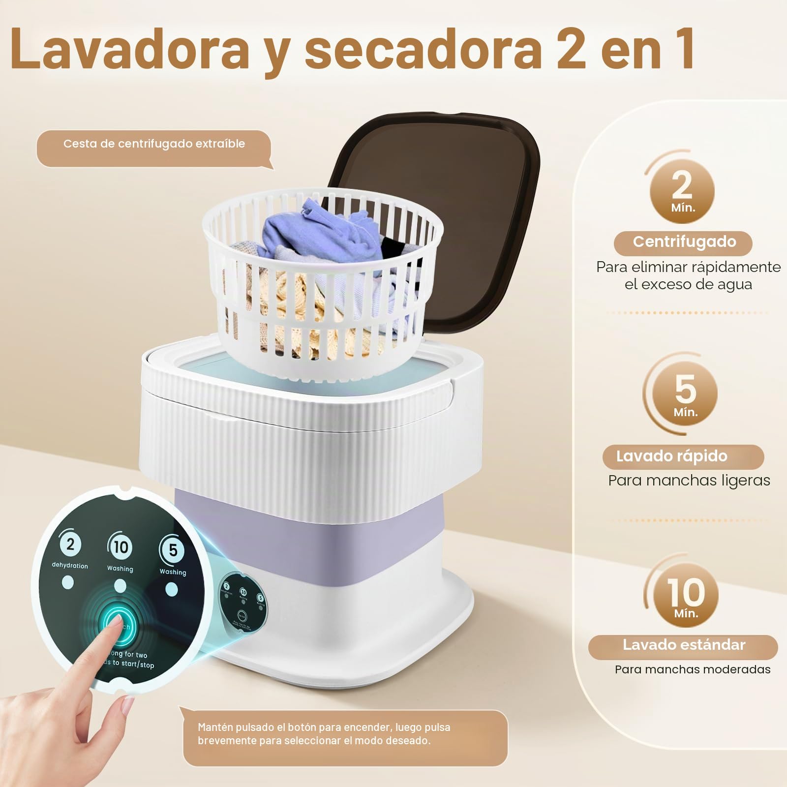 Mini lavadora, 11 L, para camping, pequeña con cesta centrifugada, para camping, para ropa interior, ropa de bebé y ropa pequeña, adecuada