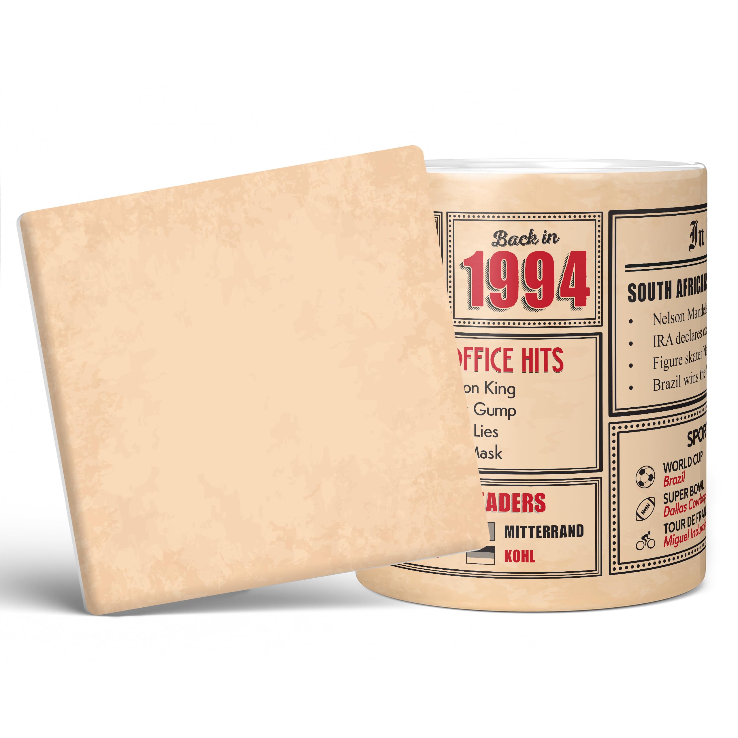 Mug Monster - 32nd Birthday Gift - Back in 1994 in This Year Mug, Present for Men and Women, Birthday Gifts for Women, Birthday Gifts for Men, 32nd Anniversary Present, 20oz White Mug & Coaster