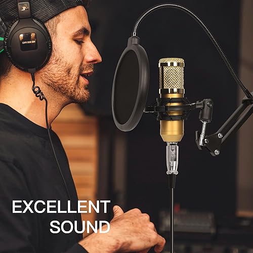 Miniatura 5 de Kit de micrófono cardioide profesional Plug & Play para computadora de PC, podcast, micrófono cardioide para grabación de estudio, juegos, canto,