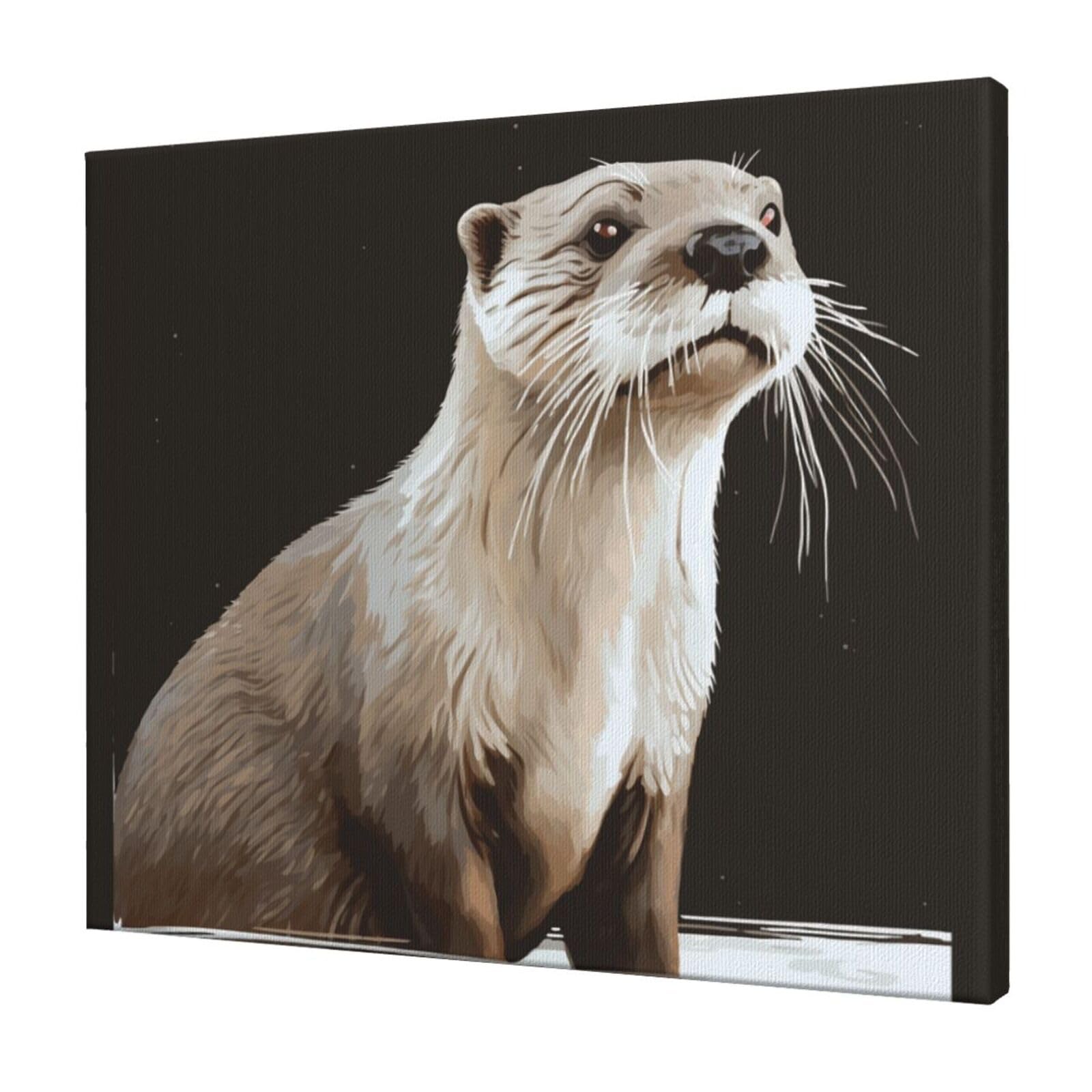 FodPand Otter Canvas Wall Art for Living Room Wall Decor 20"x24" Modern Artwork Painting Pictures Hanging Canvas Prints Aesthetic Wall Art for Bedroom Bathroom Office Wallart Decor