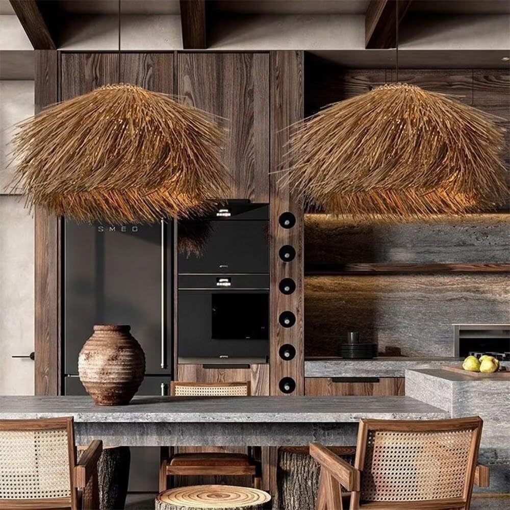 Kreatywna kawa ręcznie rattanowy kapelusz słomkowy lampa wisząca w stylu Wabi-Sabi rattanowy abażur lampa sufitowa Retro żyrandol do salonu restauracja kawiarnia