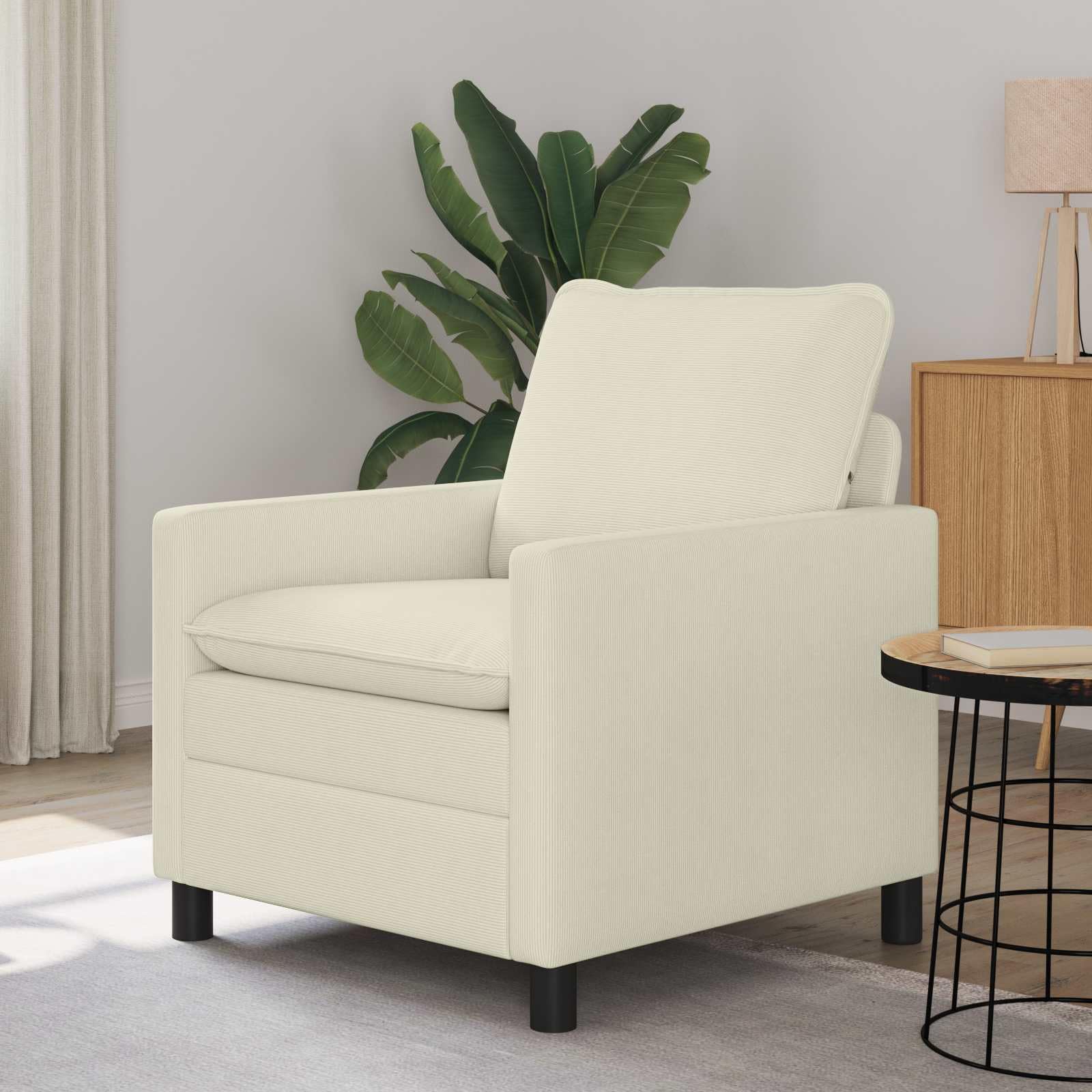 Sofá de color crema, 76 x 81 x 87,5 cm, sofá individual con marco