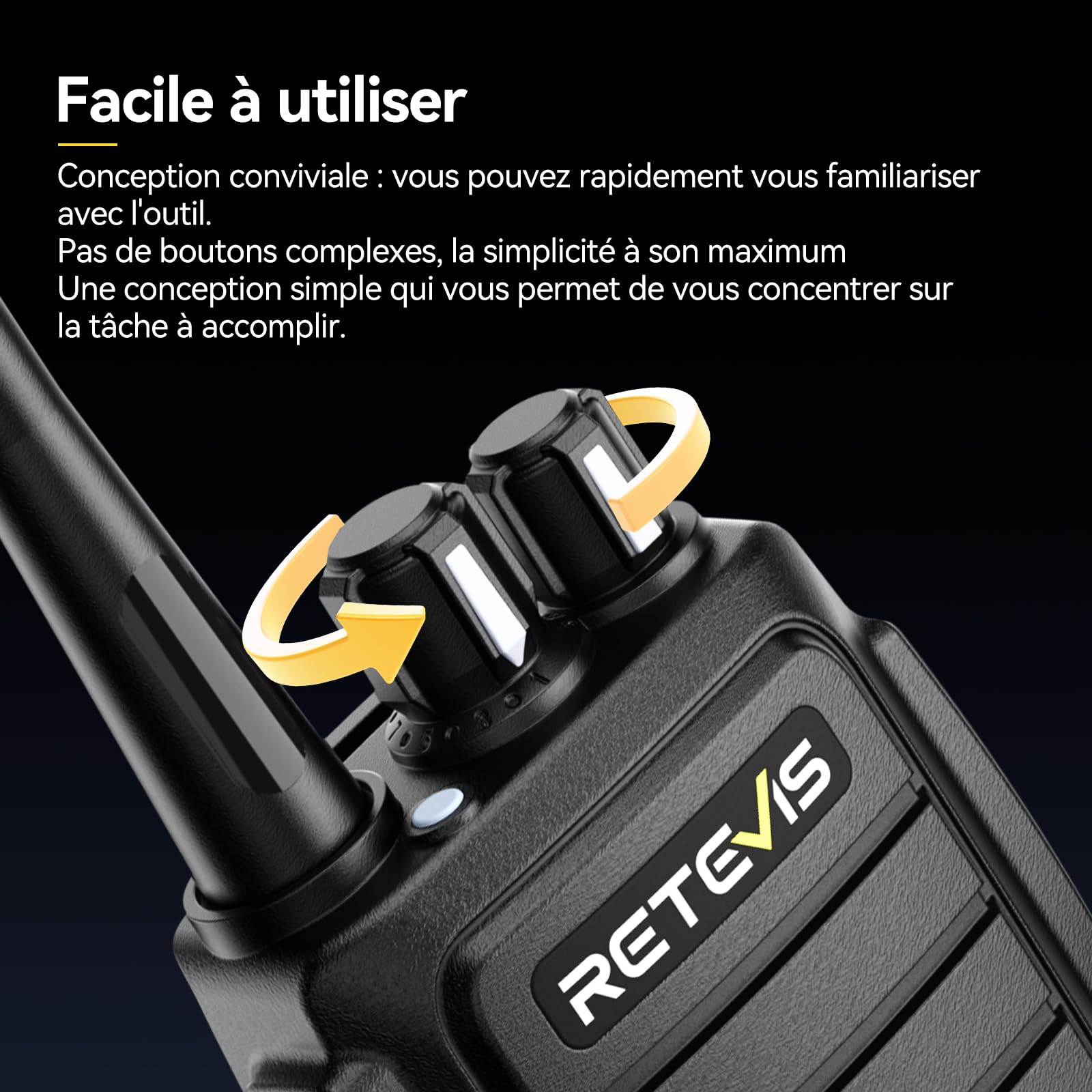 Retevis RT21 Talkie Walkie Longue Portée, Professionnel Talkie Walkie Rechargeable avec Chargeur 6 Voie, Squelch, PMR446 sans Licence, Robuste Radio pour Construction, Sécurité (Noir, 6PCS)