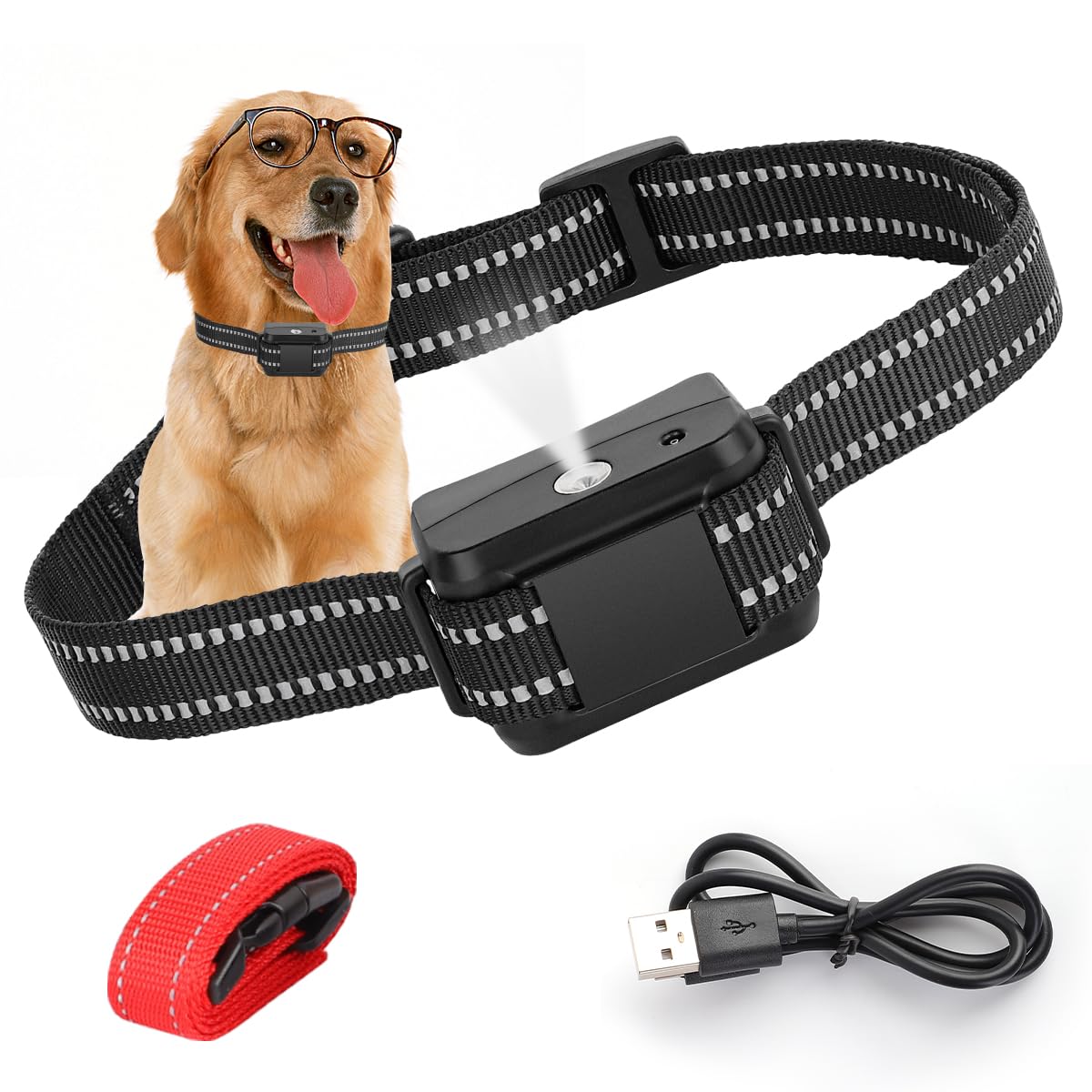 Collar de ladridos de perro, collar de entrenamiento para perros, dispositivo de seguridad sin golpes, con 2 niveles de sensibilidad de pulverización ajustables para perros S/M/L, no incluye recambio