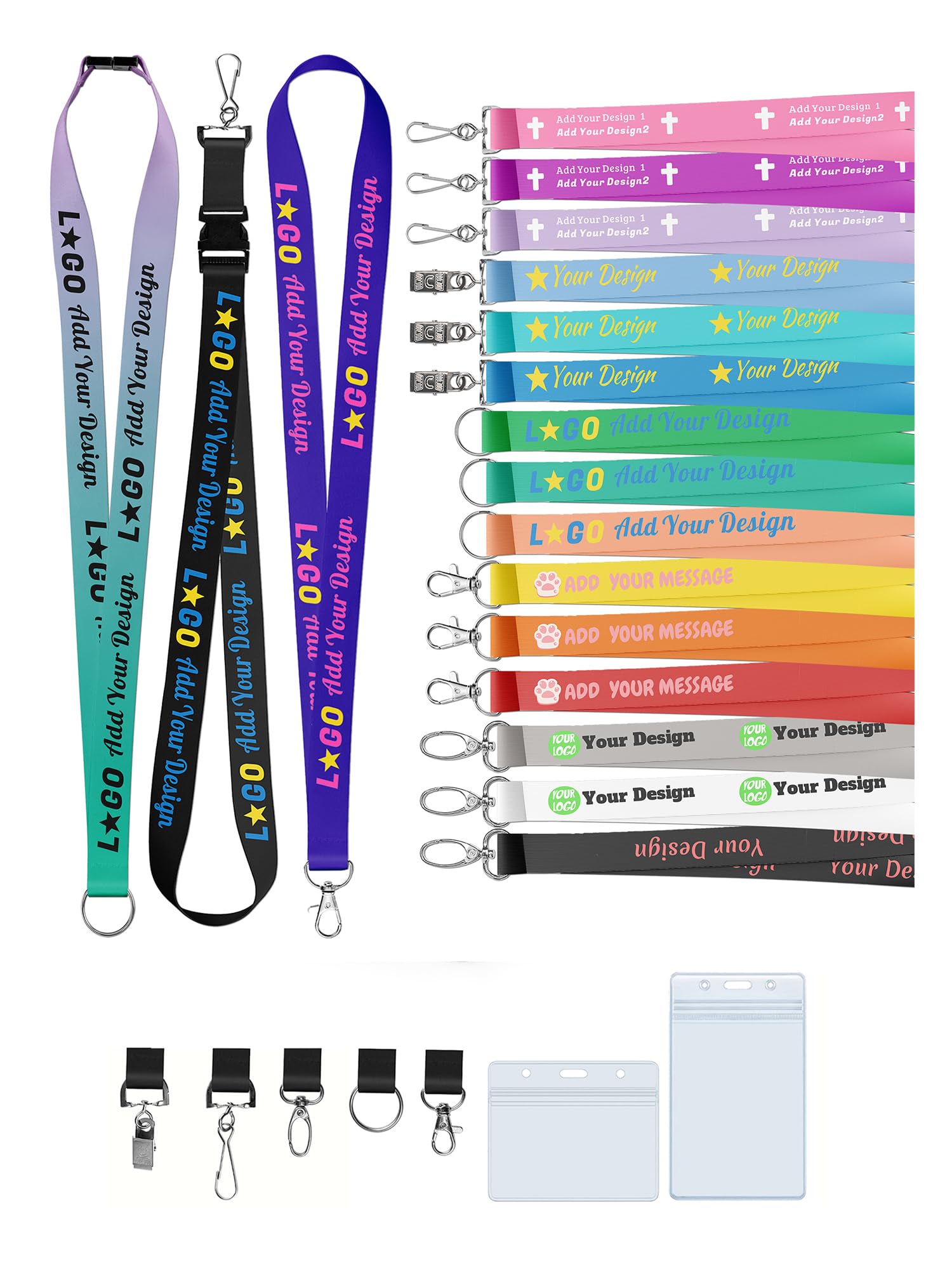 Custom Lanyards Personalized Neck Lanyards with Text Logo Icons for Company School Customized Polyester Lanyards bulk