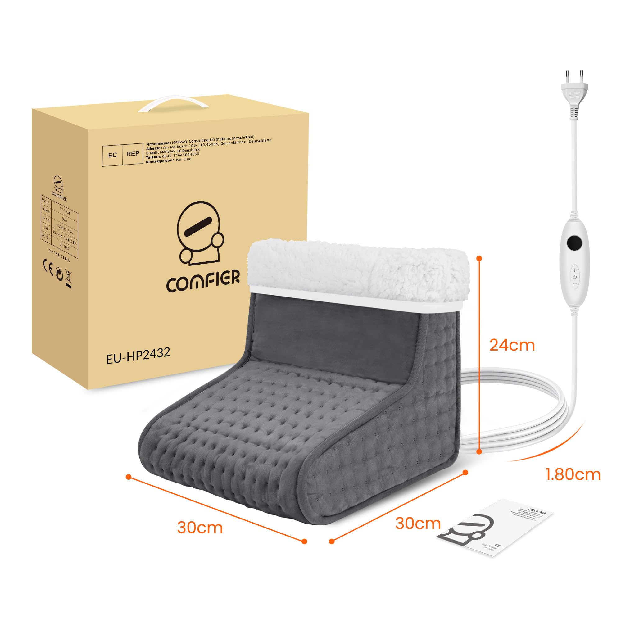 Comfier Scaldapiedi elettrico,regali uomo,regali natale donna, regali natale, Scaldapiedi elettrico con 6 impostazioni di temperatura, spegnimento automatico e protezione da surriscaldamento
