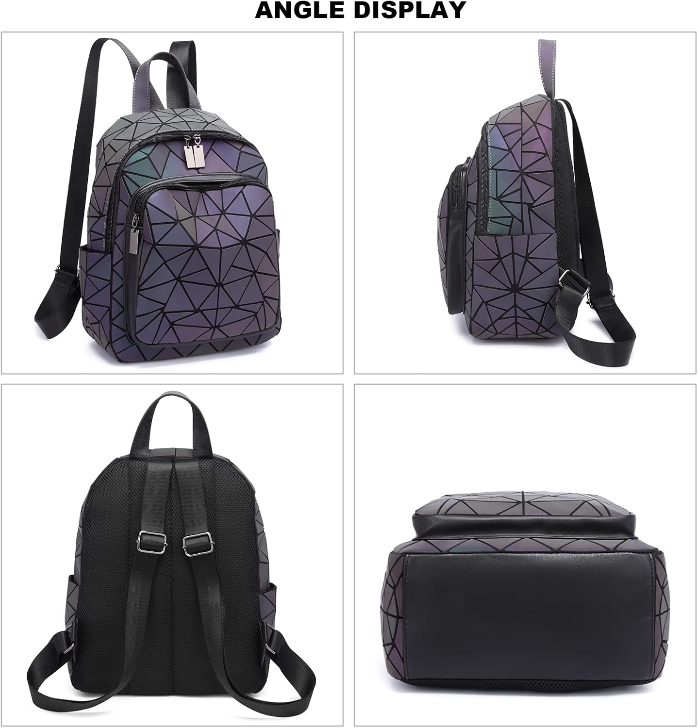 LorranTree Geometric Backpack Luminous Backpacks Holographic Reflective Bag Large Capacity Backpacks for Women Colorful Daypacks 01 - Image 6