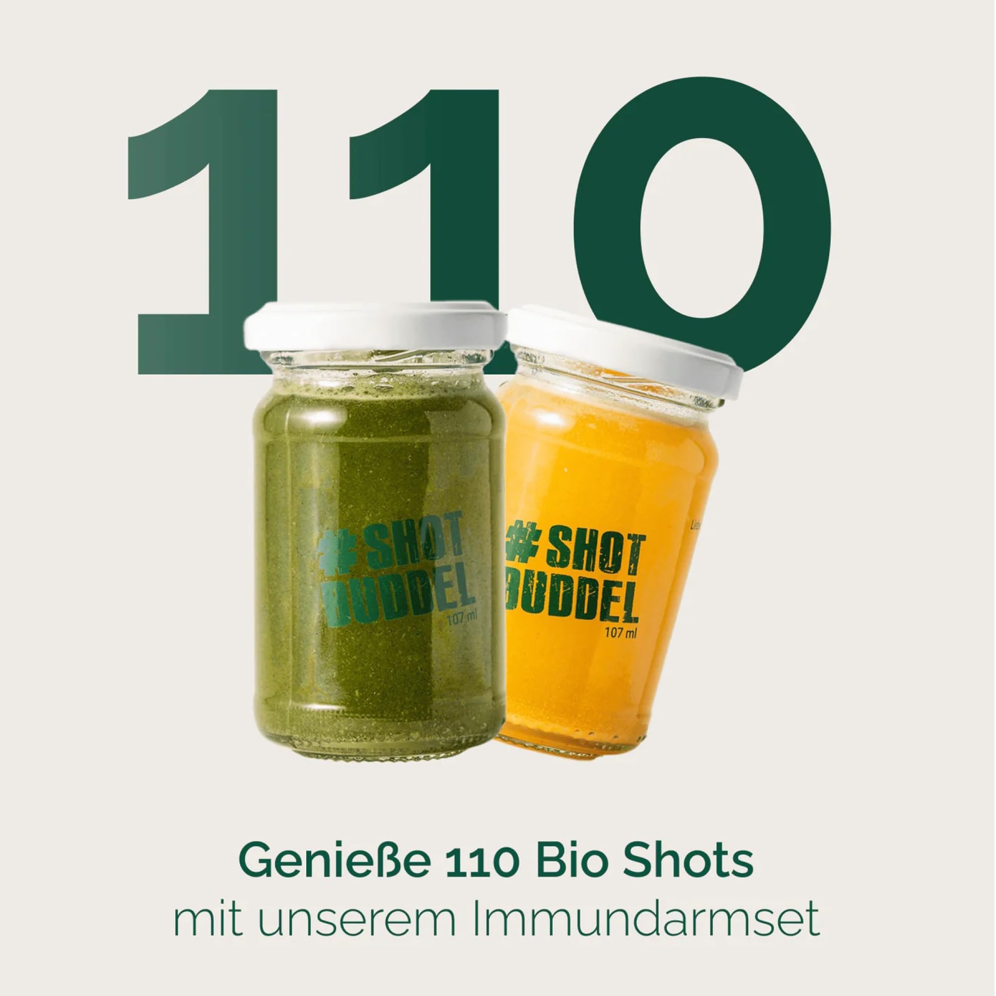 Hansegrün - Immundarmset (110 Shots) - Bio-Shots mit Ingwer & Greens - Veganes Superfood-Pulver zur Stärkung von Immunsystem¹ & Darm-Gesundheit³ - 100% echte Zutaten zur täglichen Zubereitung