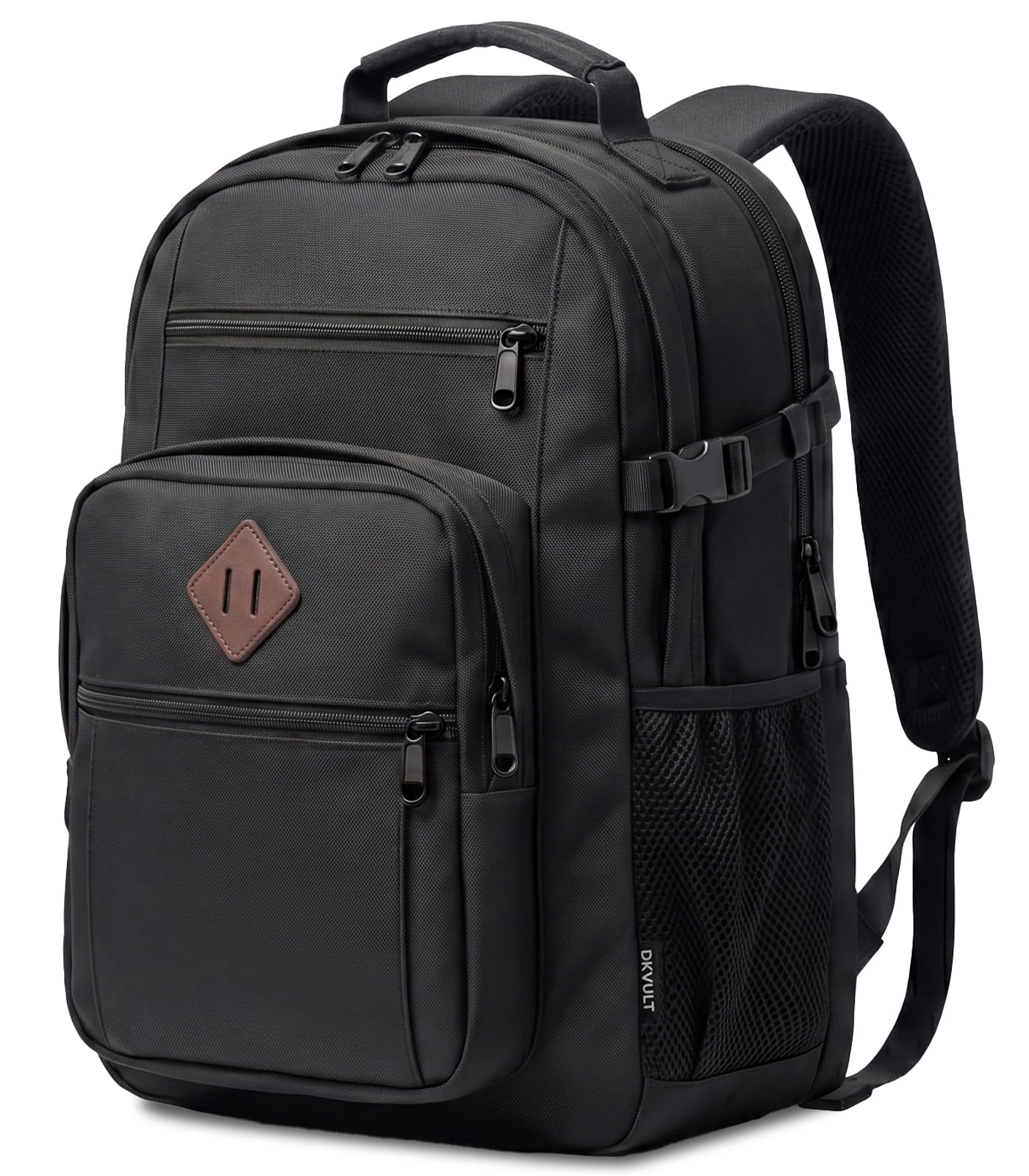 Backpack for Men Women, Casual Black School Backpack for Teen Boys and Girls, Large Book Bag for College, Travel Laptop Carry on Backpack with Luggage Strap, Water Resistent