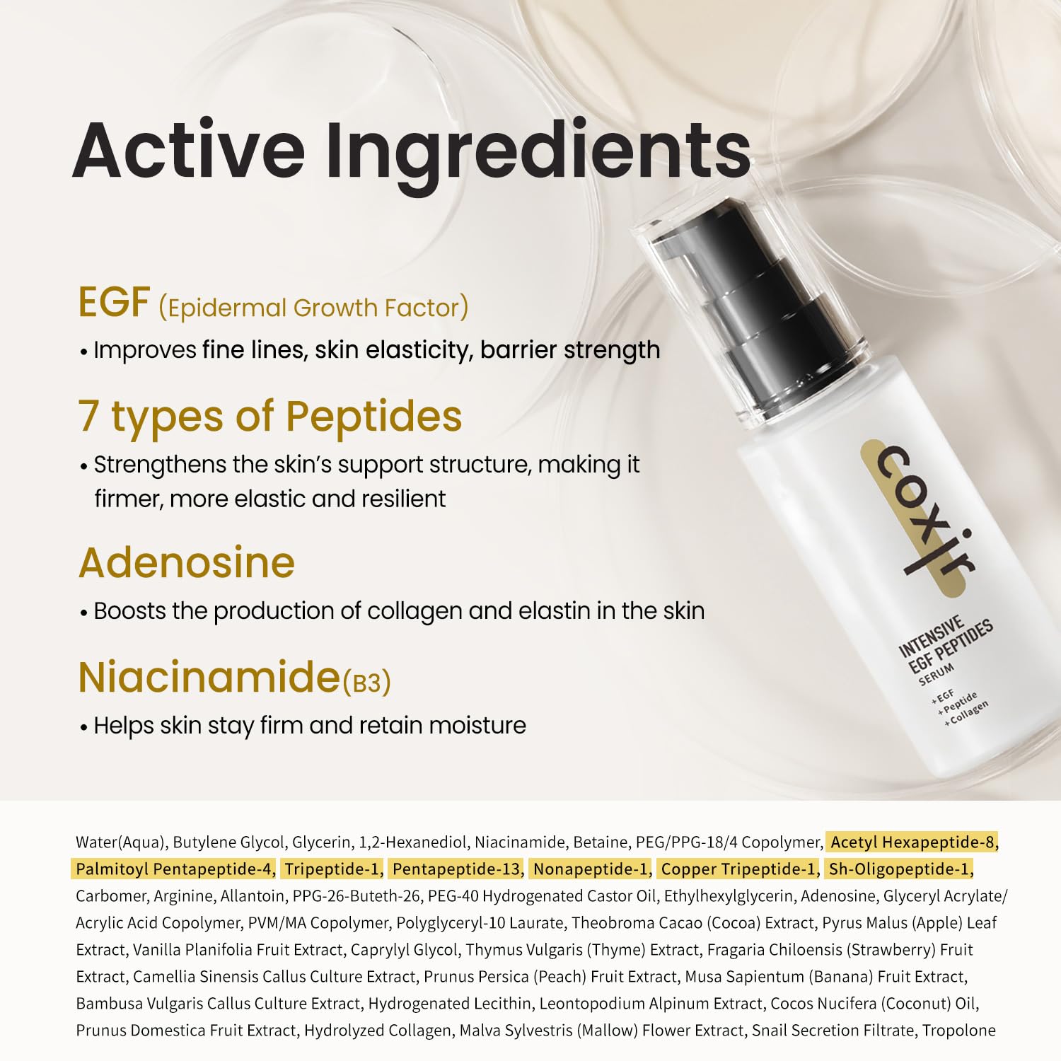 coxir INTENSIVE EGF PEPTIDES SERUM l EGF(Epidermal Growth Factor) Peptide Serum for Face – Korean Formula for Firm, Renew& Hydrated Skin – Facial Serum for Lines - Image 5